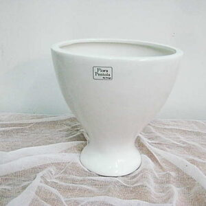 Βάζο πορσελάνης λευκό με πόδι 20Χ14Χ20εκ.