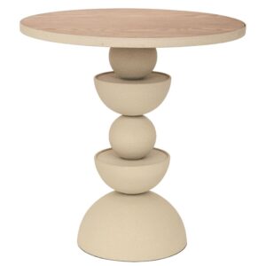 ΚΡΕΜ ΣΤΡΟΓΓΥΛΟ ΜΕΤΑΛΛΙΚΟ ΤΡΑΠΕΖΑΚΙ ΣΑΛΟΝΙΟΥ ΜΕ ΞΥΛΙΝΗ ΕΠΙΦΑΝΕΙΑ 46Χ46Χ49ΕΚ